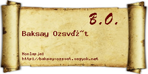 Baksay Ozsvát névjegykártya